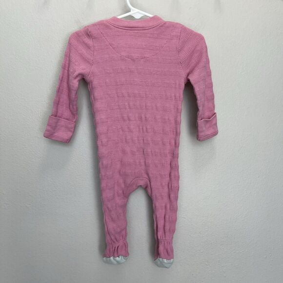Cloud Island | Pink Textured Footie Ruffle Pajamas Zipper Girls 3-6 Months - Picture 6 of 6